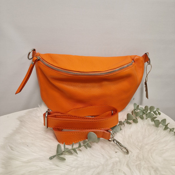 Crossbag / Bodybag  XL  oval Leder, orange